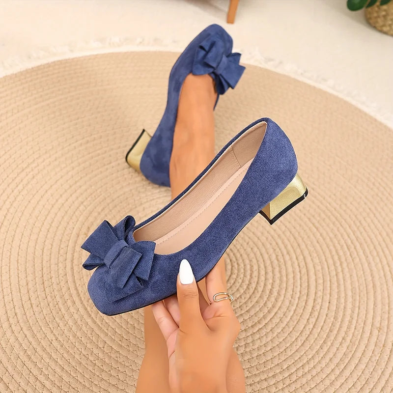 Kathleen | Bow Block Heel Pumps